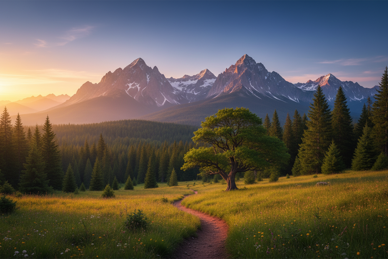 similar to this except lets make it something more about nature like mountains or trees